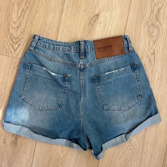 One Teaspoon Distressed Blue Jean Shorts - Picture 2 of 3